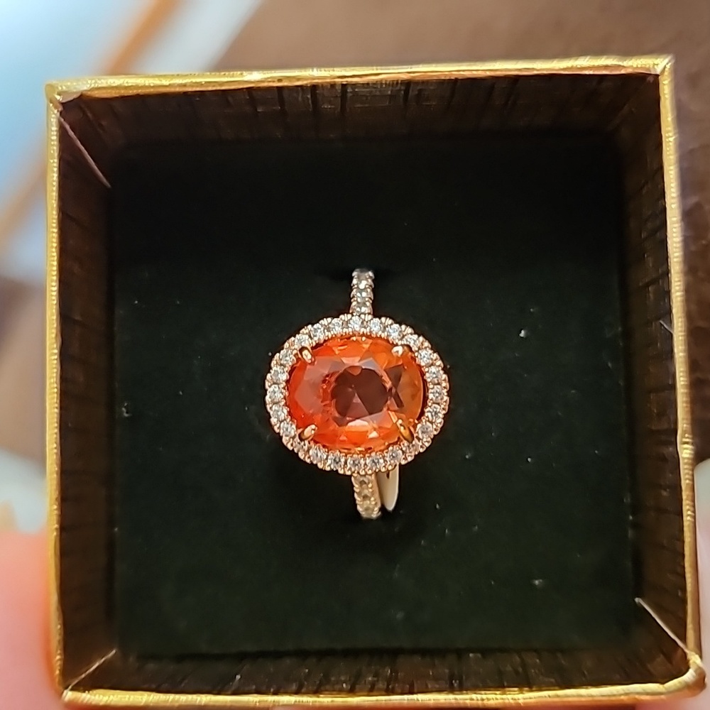 Size 9 watermelon tourmaline on rose gold plating ring